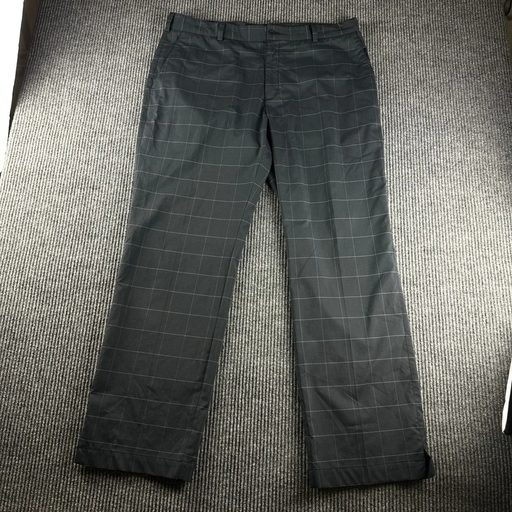 Nike Golf Tour Performance Dri-FIT Plaid Pants Mens 38x32 Dark Grey Windowpane